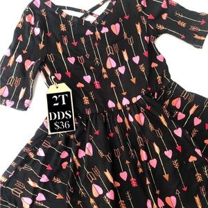 Heart and Arrow Patterned Kids Dress